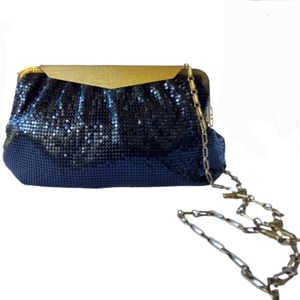 Whiting & Davis Vintage Black Mesh Evening Bag Purse with Chain Strap